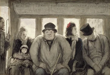 The Omnibus, 1864 (blekk, wc og litografisk fargestift på papir)